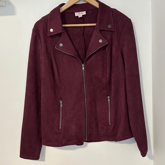 Style & Co | Women’s size M Jacket Moto Style Jacket Faux Suede  Plum colour - Picture 1 of 7